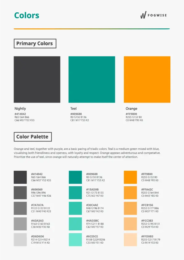 Fogwise Style Guide Colors