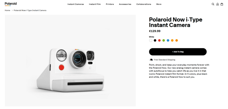 Polaroid product page