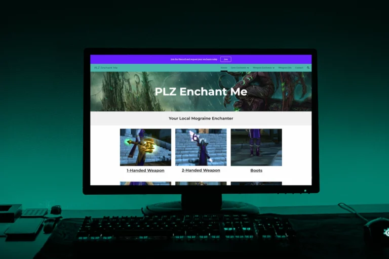 PLS Enchant Me website mockup