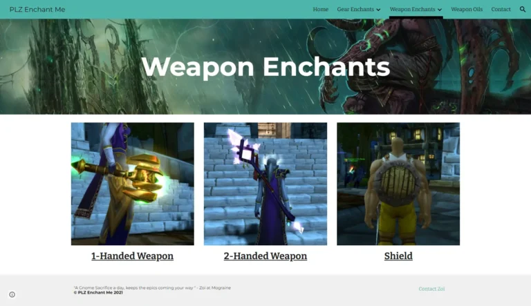Plz Enchant Me weapon enchants page screenshot