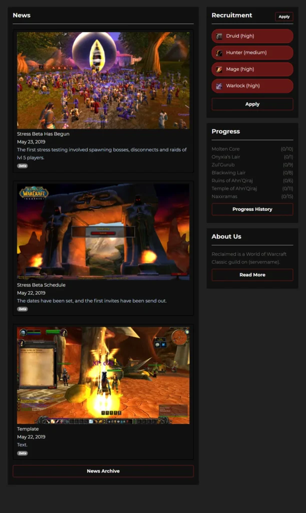 Bloodsworn home website screenshot