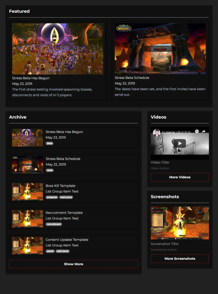 Bloodsworn news website screenshot