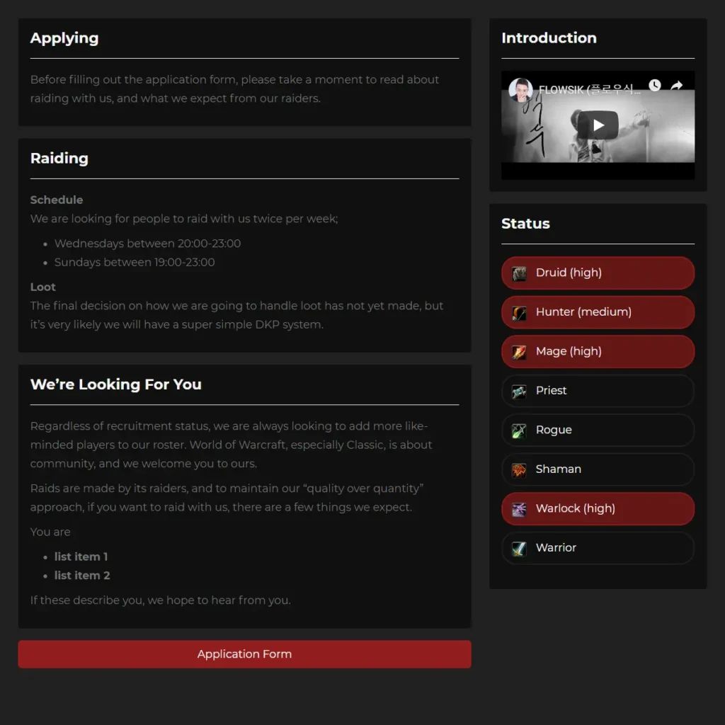 Bloodsworn recruitment website screenshot