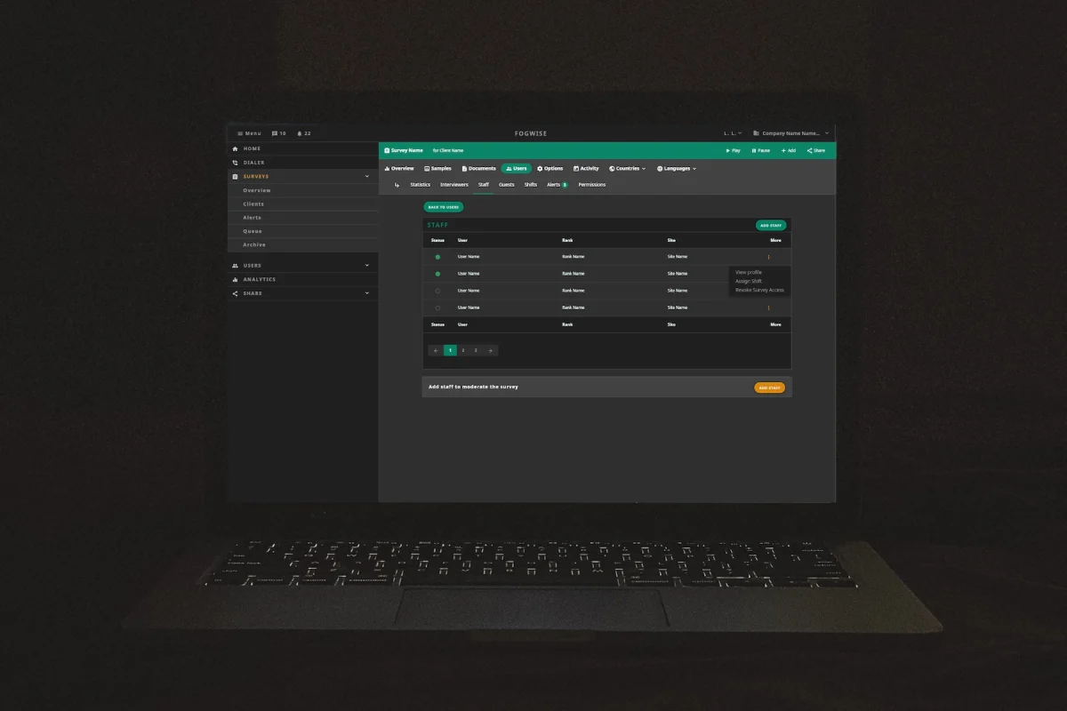 Fowise Admin Interface