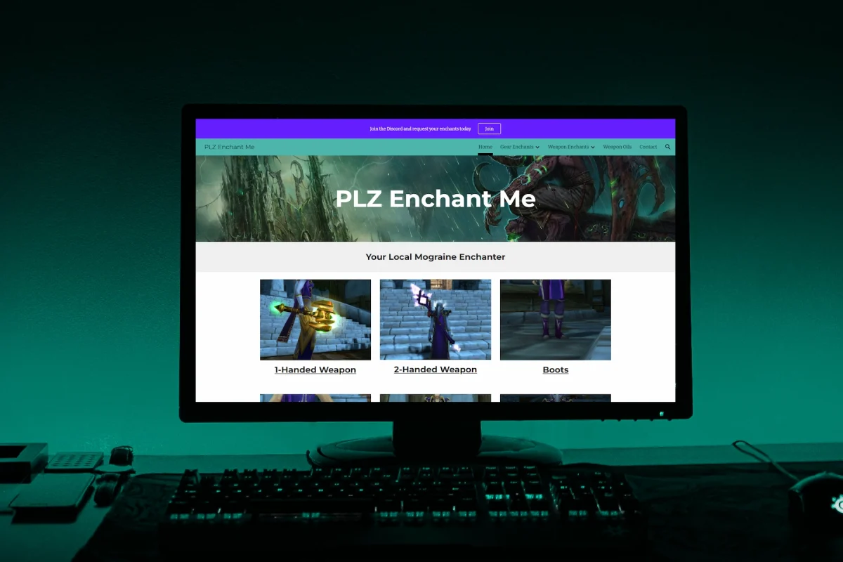 PLS Enchant Me website mockup